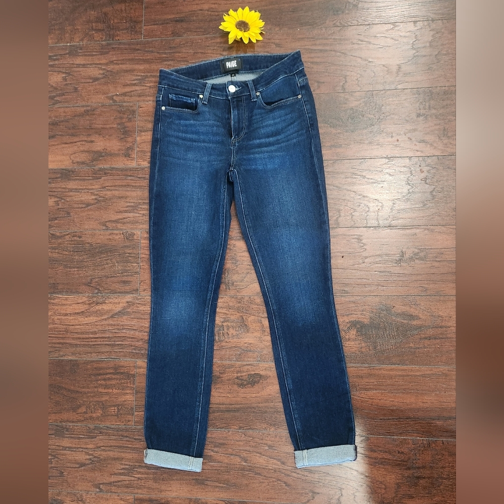 PAIGE SKYLINE SKINNY Women's Dark Blue Skinny Jeans 🩵 - Picture 4 of 11